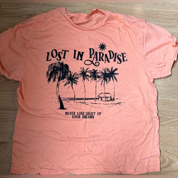 5/$25 - Peach Orange Graphic Tee « lost in paradise » - Picture 2 of 4